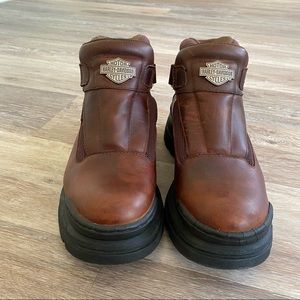 Harley-Davidson Leather Ankle Motorcycle Boots Brown Buckles Biker Size 12